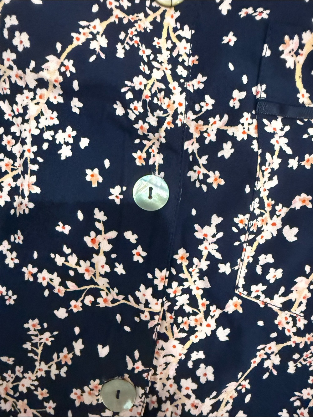 Papinelle Navy Cherry Blossom Long Sleeve Long Pants Pajamas - Picture 4 of 9